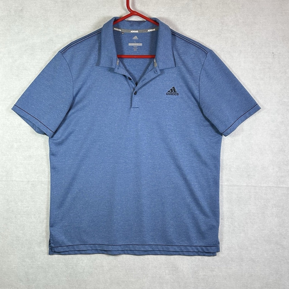 Adidas Polo Shirt -Men's  Large- Evening Blue Performance Golf Shirttail Hem
